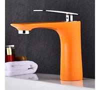 Grifo El grifo llega al baño Grifo de lavabo naranja Acabado dorado Grifo mezclador de latón con cerámica