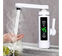 Grifo eléctrico con calentador de agua de 3 kW, calentador de agua eléctrico LED, grifo instantáneo, calentador de agua, grifo de agua caliente de 360°, para baño/cocina (blanco)