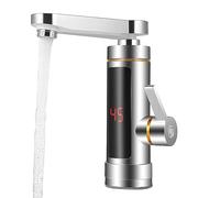 Grifo eléctrico instantáneo, grifo de calentador de agua eléctrico, indicador de temperatura LCD, mezcla de 360°, grifo de cocina giratorio, grifo de agua instantáneo