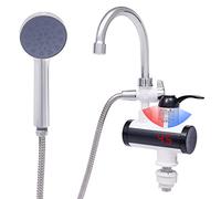 Grifo eléctrico, manguera general con ducha de mano con calentador de agua con ducha, indicador de temperatura LED, calentador de agua 3300 W 220 V para cocina, jardín, baño, caravana, camping
