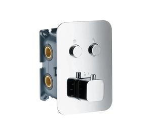 Grifo empotrado de ducha termostático cuadrado de 2 vías con un diseño moderno de Imex - Plateado / Latón / Imex