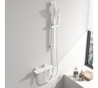 Grifo en Cascada para Bañera con Barra de Ducha G1/2 Grifo Monomando Bañera Pared de 15 Cm,Blanco