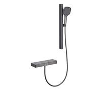 Grifo en Cascada para Bañera con Barra de Ducha Split Grifos Duchas de Baño 2 Caños,Gris Pistola