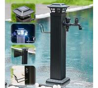 Grifo exterior con luz solar, columna de agua, soporte de manguera independiente, grifo de agua de pie, grifo de agua anticongelante con grifo corto + rociador 110, con gri,With Dual Faucet-65.5cm