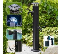 Grifo exterior con luz solar, columna de agua, soporte de manguera independiente, grifo de agua de suelo, grifo de agua anticongelante con grifo corto + rociador 110, con g,With Faucets Spray