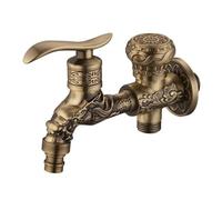 Grifo exterior for jardín, grifo de pared largo doble uso, grúa con acabado en latón antiguo for montaje