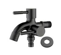 Grifo Exterior Jardin Grifo de Lavadora de Doble Uso Negro de Acero Inoxidable 304 for Pared, baño, Esquina, jardín, Exterior, fregona, balcón, G1/2'