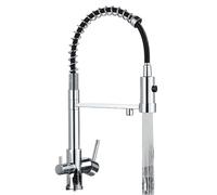 Grifo extraíble for cocina, filtro de agua potable, grifo mezclador giratorio 360, grifos 3 vías, purificación latón cromado(Chrome)