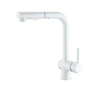 Grifo Fregadero Cocina Extraible con Ducha, Grifo de Cocina Extensible Giratorio a 360º, Mango Único Grifos Cocina Agua Fria y Caliente, 2 Modos de Rociado, Grifo Cocina Extraible-Blanco