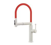 Grifo Fregadero Cocina Flexible Extensible Cuello de Cisne Grifo Giratorio Universal 360 3 Modos,blanco Lechoso