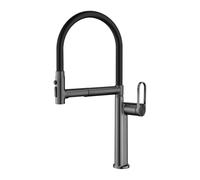 Grifo Fregadero Cocina Flexible Extensible Cuello de Cisne Monomando Grifo Giratorio Universal 360,gris Pistola
