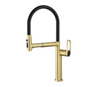 Grifo Fregadero Cocina Flexible Extensible Cuello de Cisne Monomando Grifo Giratorio Universal 360,Oro Cepillado