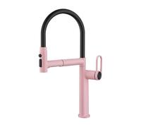 Grifo Fregadero Cocina Flexible Extensible Cuello de Cisne Monomando Grifo Giratorio Universal 360,rosa