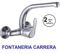 GRIFO FREGADERO MONOMANDO PARED CAÑO ALTO CROMO 11CM 2 AÑOS DE GARANTIA