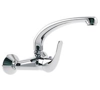 GRIFO FREGADERO MONOMANDO PARED CAÑO ALTO CROMO 11CM