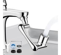 Grifo giratorio 1440° de latón, regulador de chorro de grifo giratorio, 2 modos de perladores difusor, adaptador para cocina y baño, grifo de extensión multifuncional (todo cobre - plata)