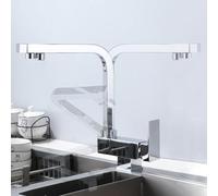 Grifo Giratorio Abatible Osmosis de Cocina Tres Vias con Dos Salidas para Agua Potable,Cromo