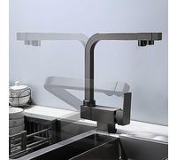 Grifo Giratorio Abatible Osmosis de Cocina Tres Vias con Dos Salidas para Agua Potable,Negro