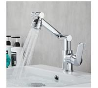 Grifo giratorio multifuncional de cobre para baño caliente y frío, todo cobre plateado