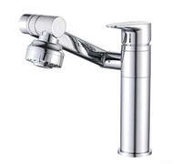 Grifo giratorio para lavabo de baño, boquilla giratoria de 1080 grados, hecha de latón con revestimiento resistente a la corrosión para la configuración moderna del fregadero, color negro (cromo)