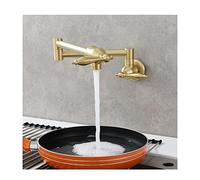 Grifo, grifo de llenado de ollas para fregadero de latón para cocina comercial montado en la pared, grifo con brazo oscilante plegable y estirable con juntas dobles con manijas de un solo orificio,