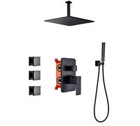 Grifo/Grifo, Sistema de Ducha Grifo de Ducha Oculto Negro Juego Combinado de Ducha de Agua fría y Caliente de una Sola manija con rociador de Mano y Cabezal de Ducha Tipo Lluvia, bañera de Masaje con