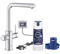Grifo Grohe Blue Pure Minta para fregadero de cocina, con caño extraíble, con filtro de 5 fases tamaño S y contador de litros, cromo