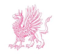 Grifo heráldico de pie, grabado en tinta, clipart, todas las piezas disponibles Pegatinas de pared de papel adhesivo 54.6x57.3cm Fácil instalación Rosa