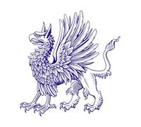 Grifo heráldico de pie, grabado en tinta, clipart, todas las piezas disponibles Pegatinas de pared de papel adhesivo 67.2x70.6cm Decoración de carrocerías Azul oscuro