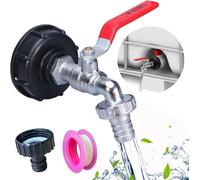 Grifo IBC, grifo de depósito de agua de aleación de 1000 l, válvula de bola con conector de 3/4 pulgadas, adaptador IBC S60 x 6 para grifo del tanque de agua, tanque de agua de lluvia, accesorios para