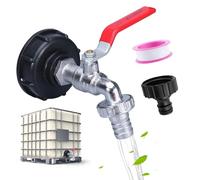 Grifo IBC para tanque de agua de 1000 L, adaptador de tanque IBC con conector de 3/4 pulgadas, adaptador IBC para tanque de agua S60 x 6 IBC, conector de manguera de repuesto para tanques de agua de