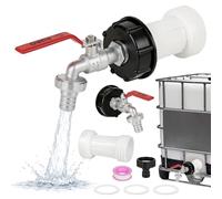 Grifo IBC para tanque de agua de lluvia, tanque de agua de 1000 l, válvula de bola de aleación con conector de 3/4 pulgadas, adaptador IBC para tanque de agua S60 x 6, para tanque de agua de lluvia
