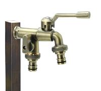 Grifo Jardin Doble Salida Vintage Grifo de Jardin Doble Salida Grifo Exterior Jardin Antiheladas Grifo Exterior Pared,Bronce
