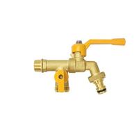 Grifo jardin Grifo de agua latón for jardín al aire libre, grifos anticongelantes con conector manguera, salida doble for lavadora para Yards(1 nipple)