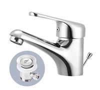 Grifo Lavabo, Auralum Grifo Baño con Vaciador Desague Automatico, Mezcladora Monomando para Lavabo, con Aireador Desmontable Agua Frío y Calor Disponibles Clásico Cromado
