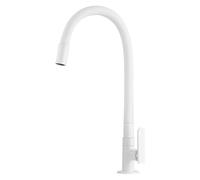 Grifo Lavabo Blanco Flexible Caño Alto 360° de Giratoria Grifo Baño Monomando Lavabo,Blanco