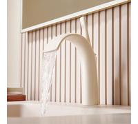 Grifo Lavabo Cascada Orificio Único G1/2'' Grifo de Borde de Baño Frío y Calor,blanco Lechoso