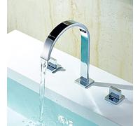 Grifo Lavabo De 3 Orificios Grifo Cascada Caliente Y Fría Grifo Fregadero De Doble Manija G1/2