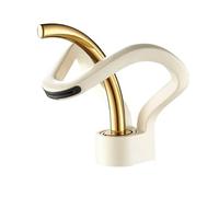 Grifo Lavabo Grifo de lavabo baño creativo con cascada, mezclador agua fría y caliente montado en la cubierta, cuerpo latón, grifos un solo orificio para Baño