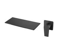 Grifo Lavabo Mezclador De Bañera Pared, Cuenco Mesa Superior, Grifo Agua, Interruptor Descarga, Cascada Dorada, Lavado Oculto, Grifos Lavabo Integrados(Noir)