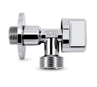 Grifo Lavadora Tipo M Volante Grande 1/2 x 3/4 Llave Escuadra Laton Cromado Valvula de Paso Universal para Lavadora Lavavajillas Cisterna y Lavabo Cierre 1/4 de Vuelta PN16 FLUVIA