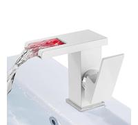 Grifo LED para baño, cascada, grifo de lavabo con indicador de temperatura LED, 3 tipos de cambio de color