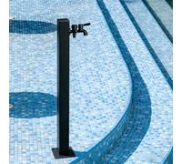 Grifo libre de escarcha de columna de agua de jardín de acero inoxidable 304 para riego de patio, soporte de manguera independiente cuadrado negro con grifo de doble salida(Height: 95cm/37.4in)