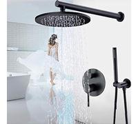 Grifo mate de ducha negra fría y montada en caliente sobre la ducha de la pared set de 2 maneras del grifo de baño-12_ pulgada, 12 pulgadas LWX