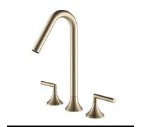 Grifo mezclador alto de latón de dos manijas for lavabo, grifo for cocina, agua fría y caliente, for baño, color gris y negro cromado.(Gold two)
