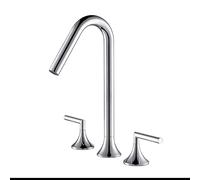 Grifo mezclador alto de latón dos manijas for lavabo, grifo for cocina, agua fría y caliente, for baño, color gris negro cromado(Chrome two)