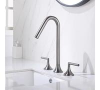 Grifo mezclador alto de latón dos manijas for lavabo, grifo for cocina, agua fría y caliente, for baño, color gris negro cromado(Gray two)