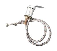 Grifo mezclador de aleación de zinc para salón de belleza, grifo mezclador caliente y frío con manguera de ducha para cuenco de peluquería, acabado plateado de 22 pulgadas (A)