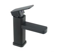 Grifo mezclador de baño cromado cuadrado para encimera de fregadero, grifo de lavabo de cascada con cuerpo de acero inoxidable y mango de plástico, grifo termostático de una sola palanca caliente y