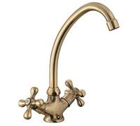 Grifo Mezclador de Cocina con Dos Mandos Fedleen Latón Envejecido | Estilo Clásico y Elegante para Cocinas Tradicionales | by EUROSANIT